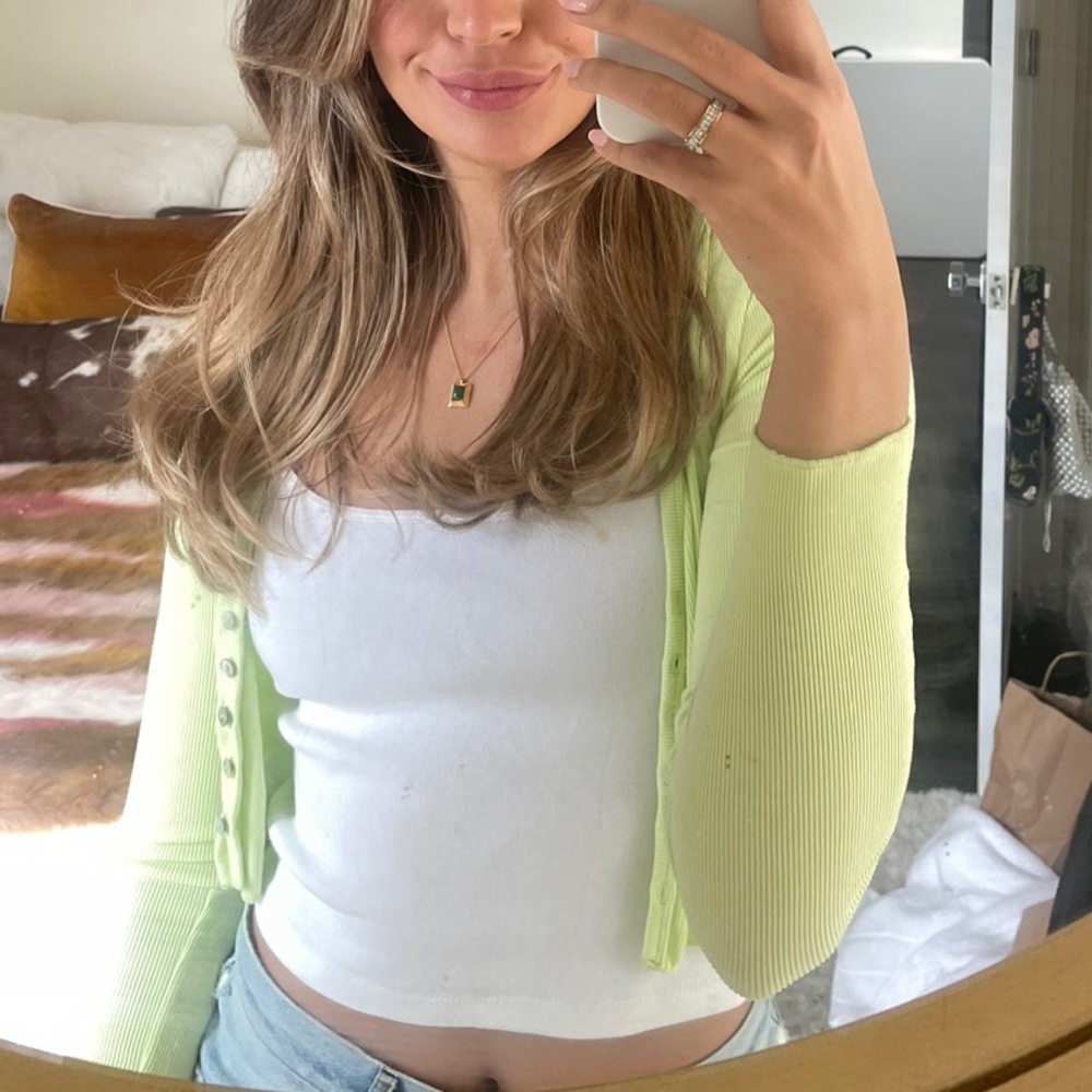 Green princess polly ribbed cardi